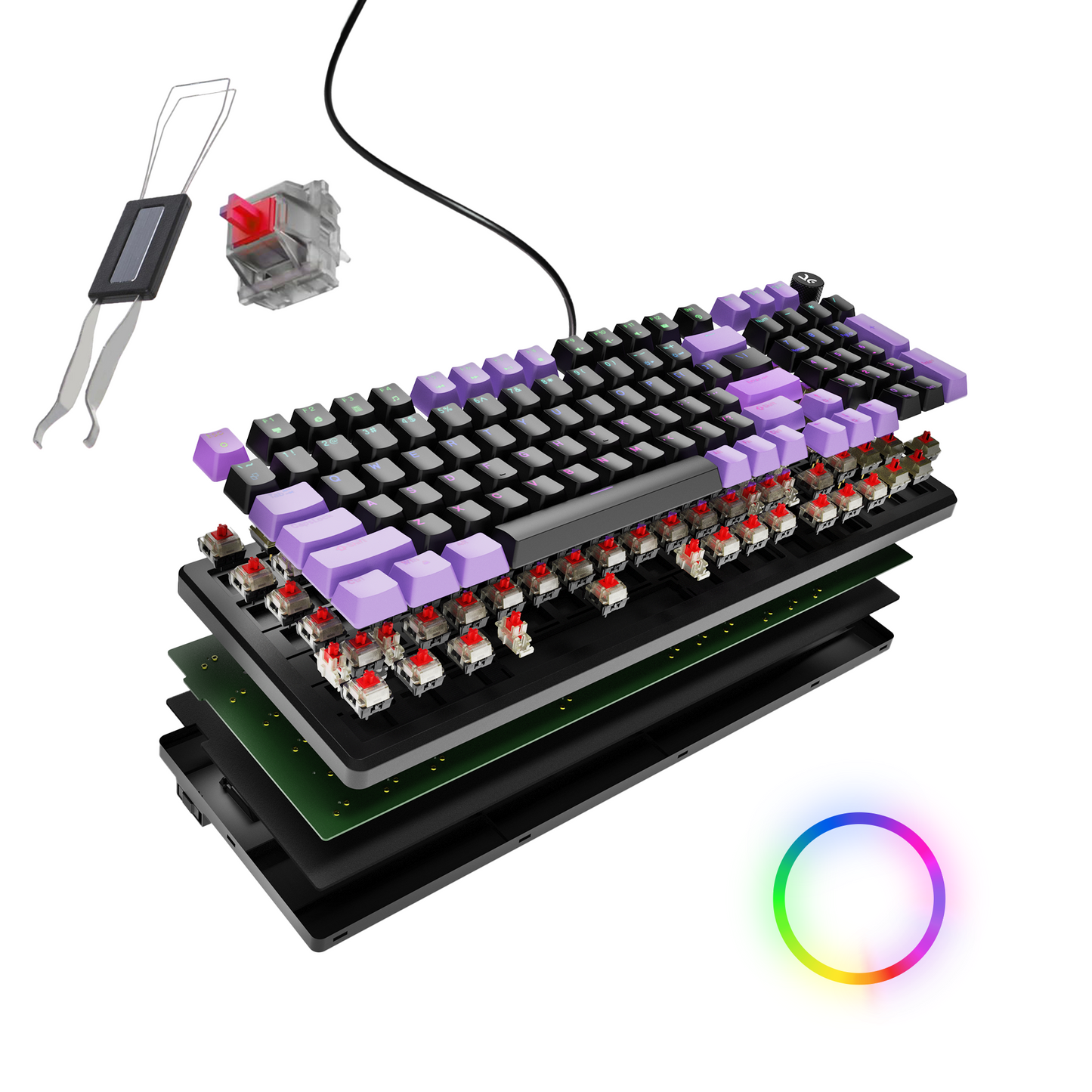 Hive Full-Size Black - Purple Wired Gaming Keyboard