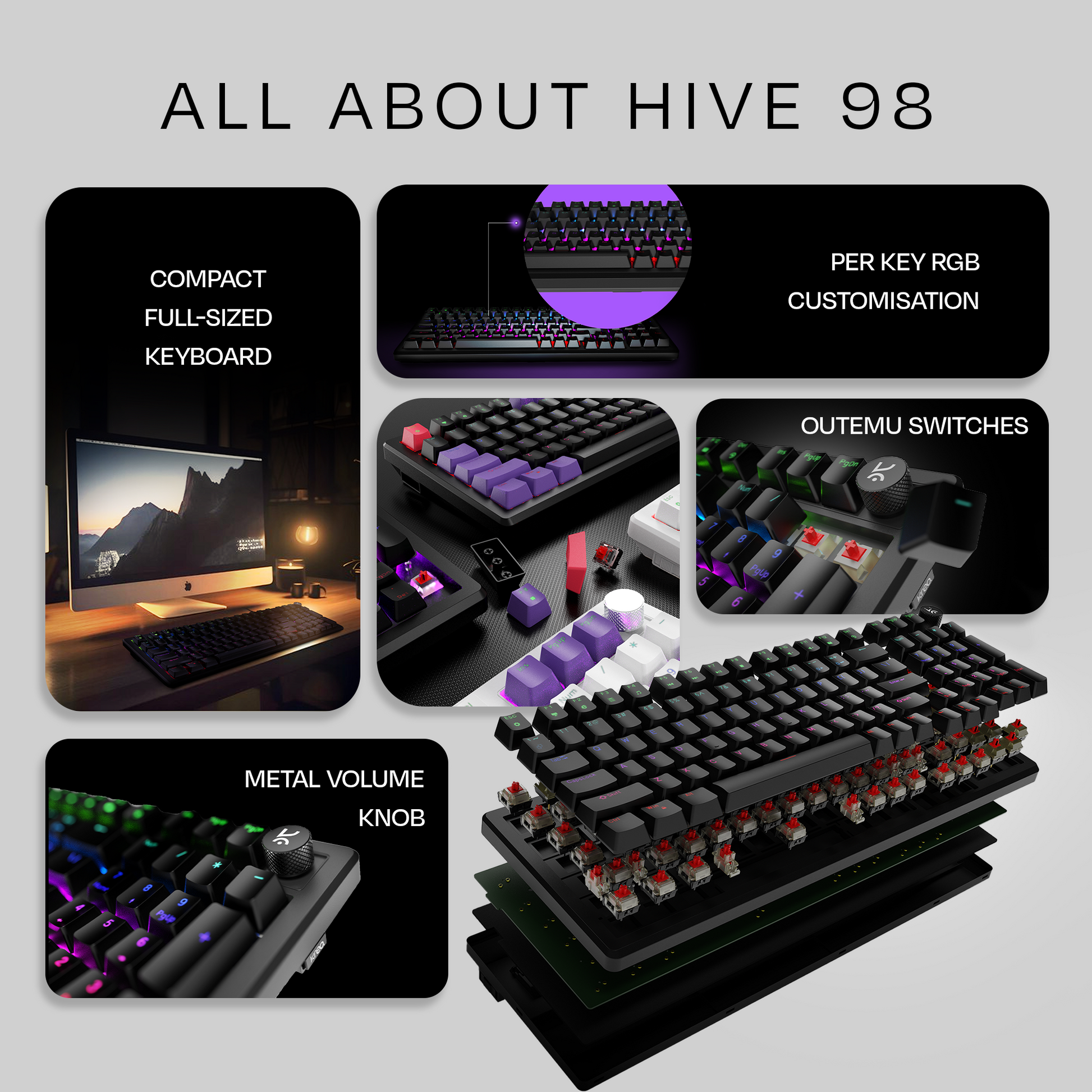 Hive Full-Size All Black Wired Gaming Keyboard Kreo