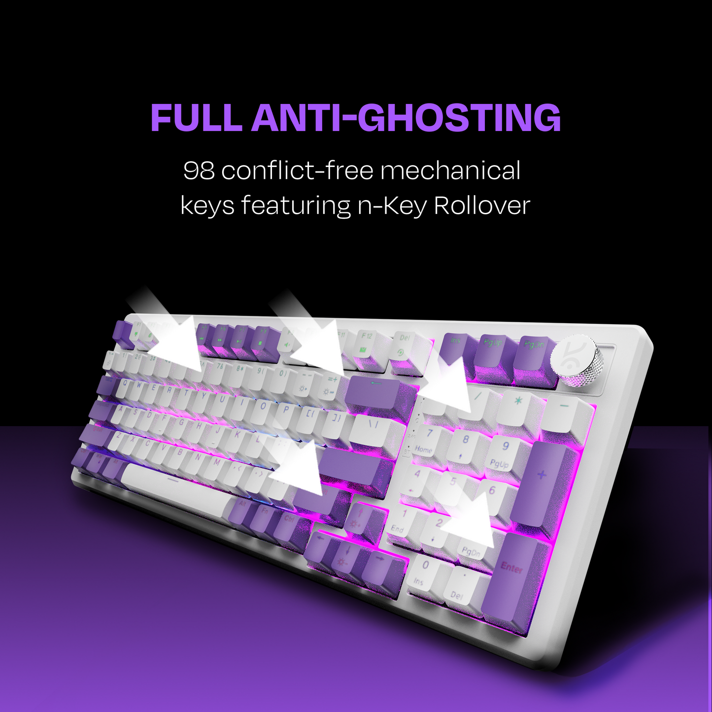 Hive Full-Size White - Purple Wired Gaming Keyboard