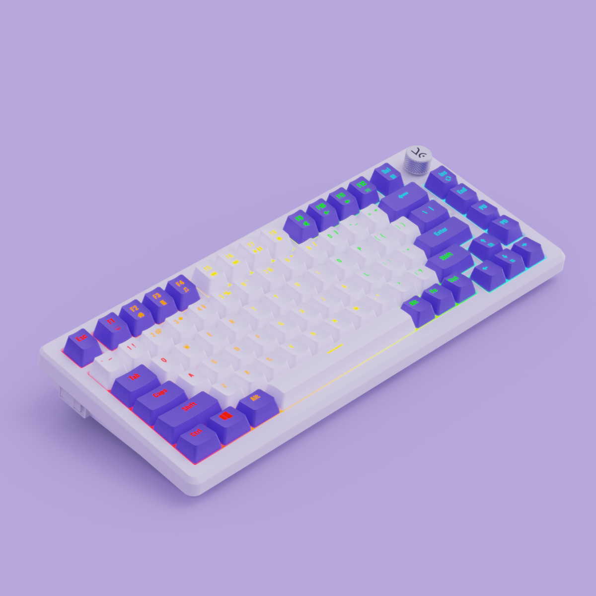 Hive75 White-Purple Wired Gaming Keyboard Kreo