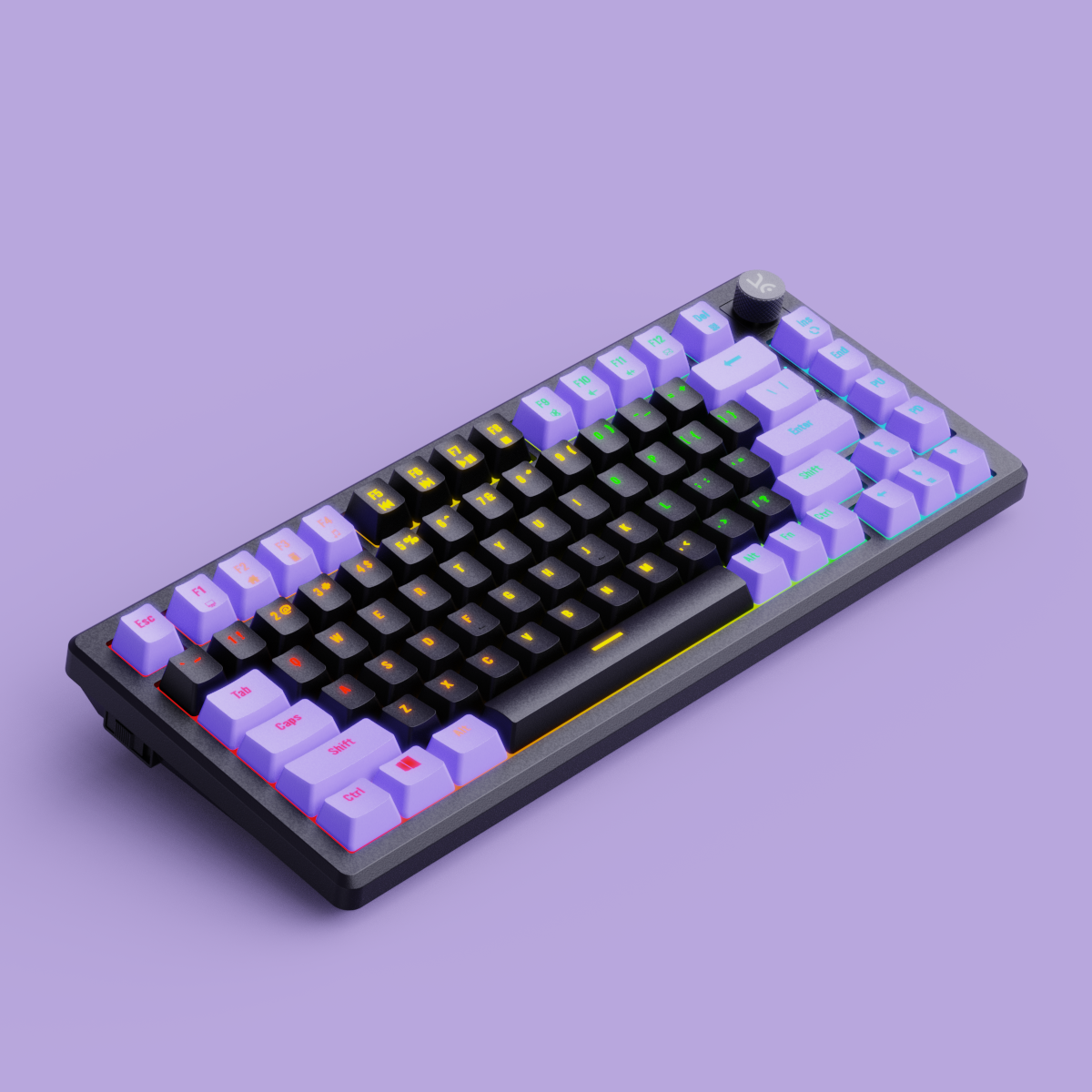Hive75 Black - Purple Wired Gaming Keyboard Kreo