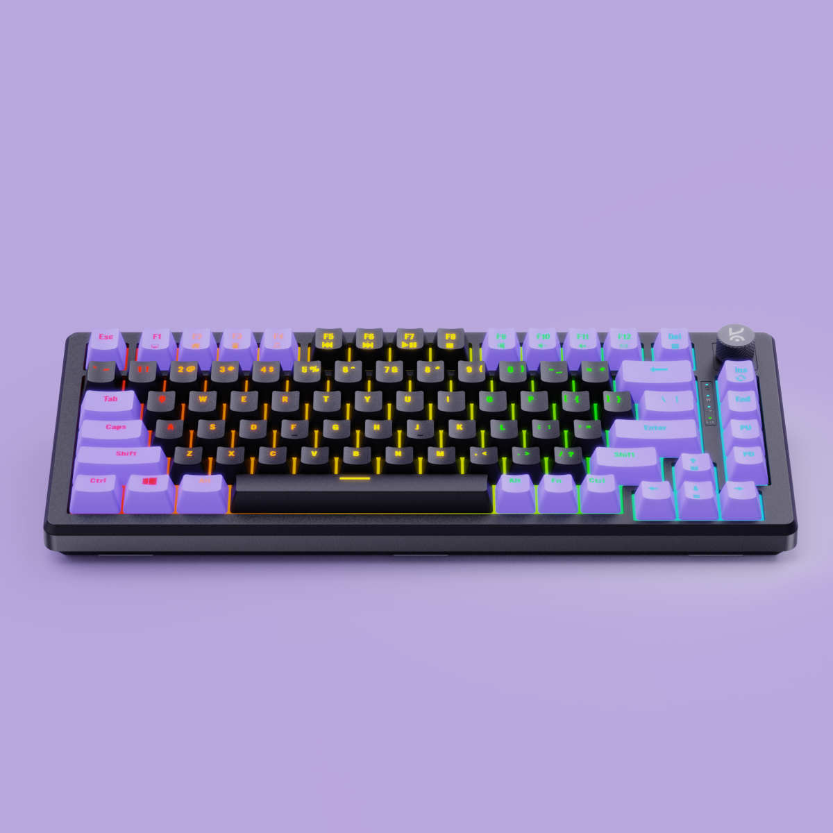 Hive75 Black - Purple Wired Gaming Keyboard Kreo