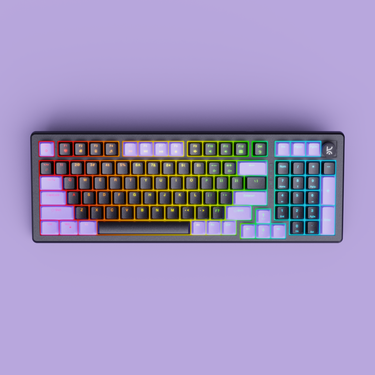 Hive98 Full-Size Black - Purple Wired Gaming Keyboard Kreo