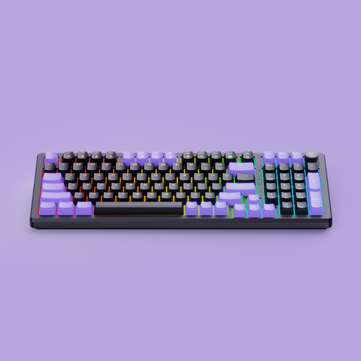 Hive98 Full-Size Black - Purple Wired Gaming Keyboard Kreo