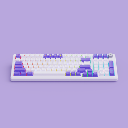 Hive98 Full-Size White - Purple Wired Gaming Keyboard Kreo