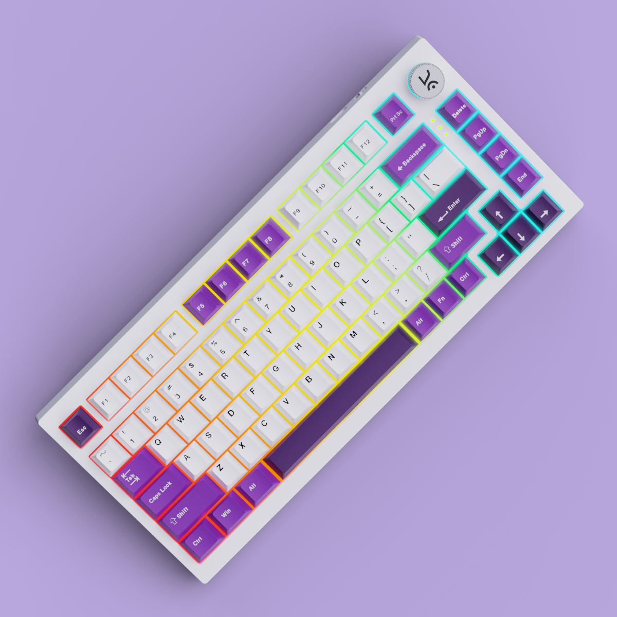Swarm White Purple Wireless Gaming Keyboard Kreo