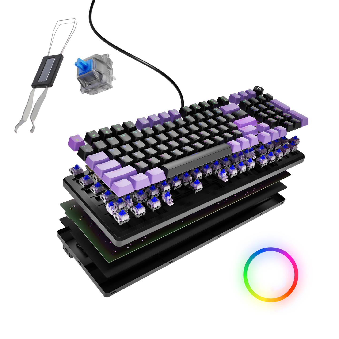 Hive Full-Size Black - Purple Wired Gaming Keyboard