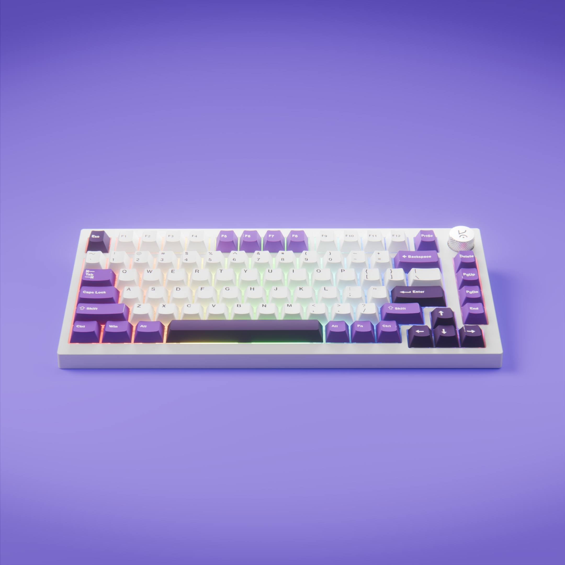 Swarm White Purple Wireless Gaming Keyboard Kreo