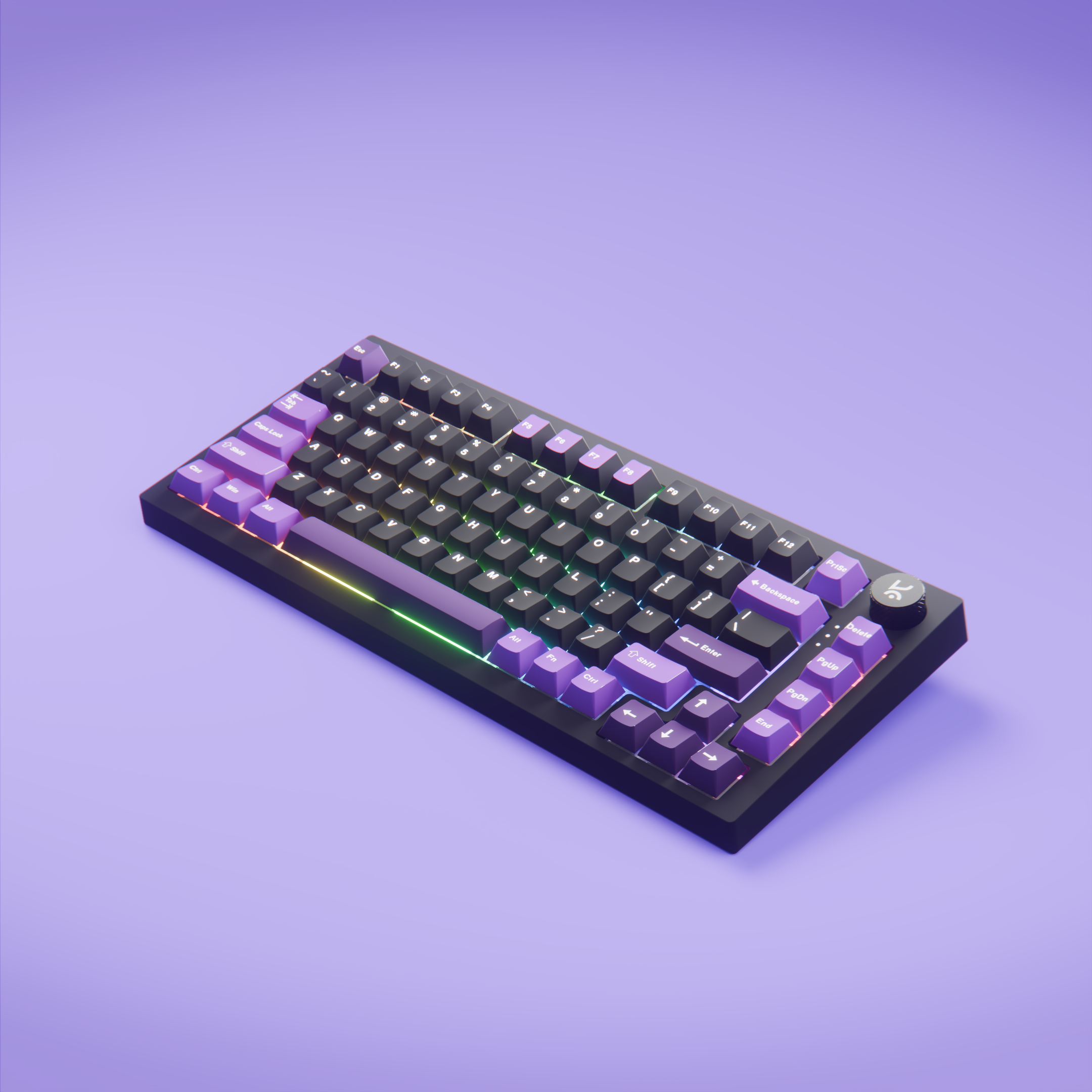 Swarm Black Purple Wireless Gaming Keyboard Kreo