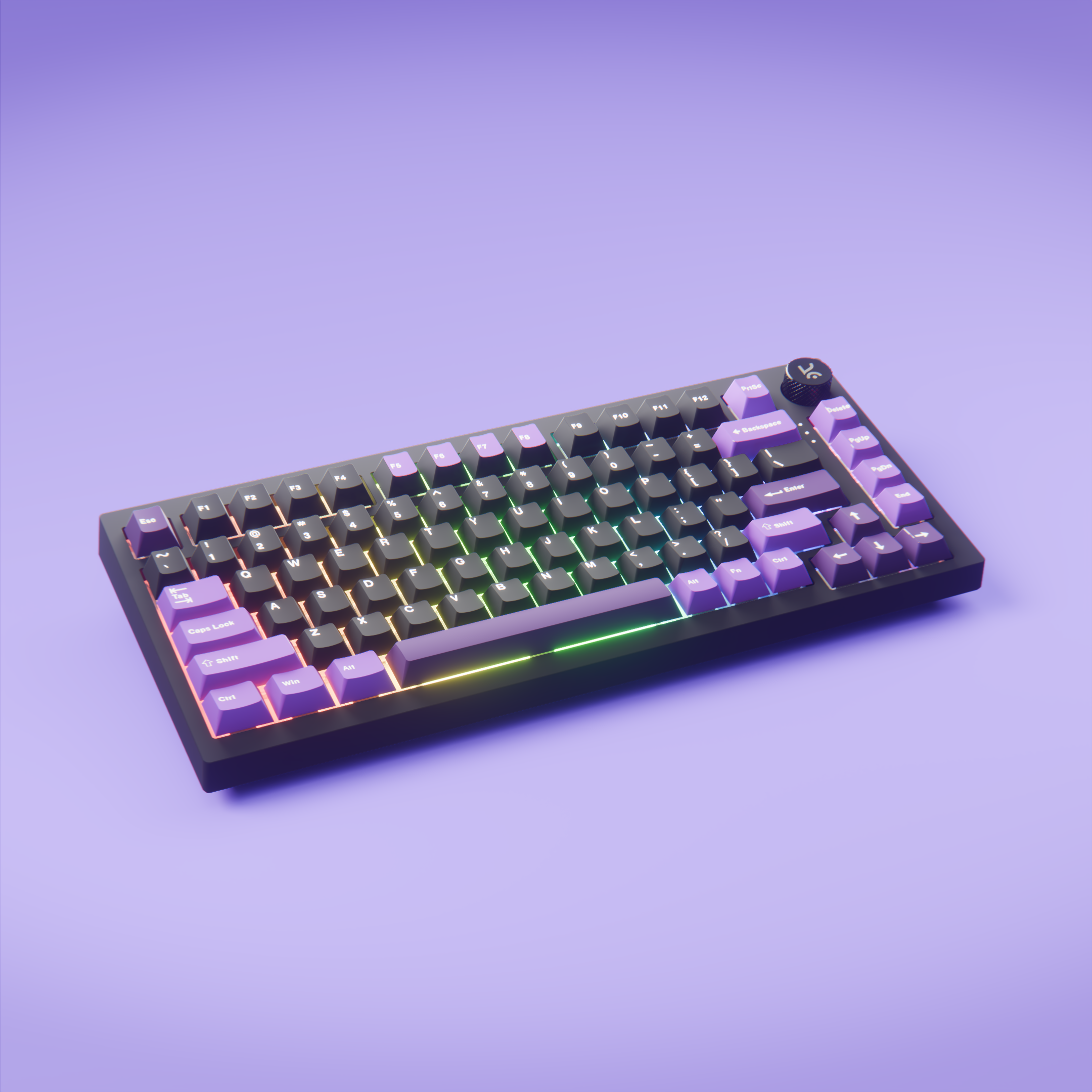 Swarm Black Purple Wireless Gaming Keyboard Kreo