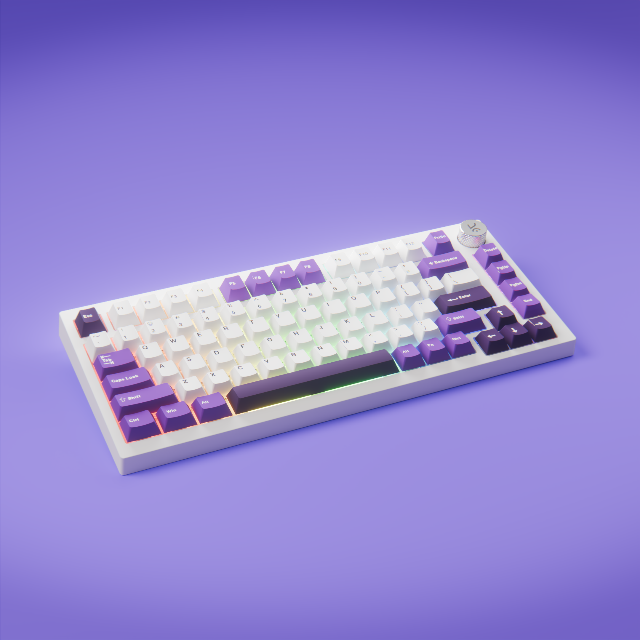 Swarm White Purple Wireless Gaming Keyboard Kreo