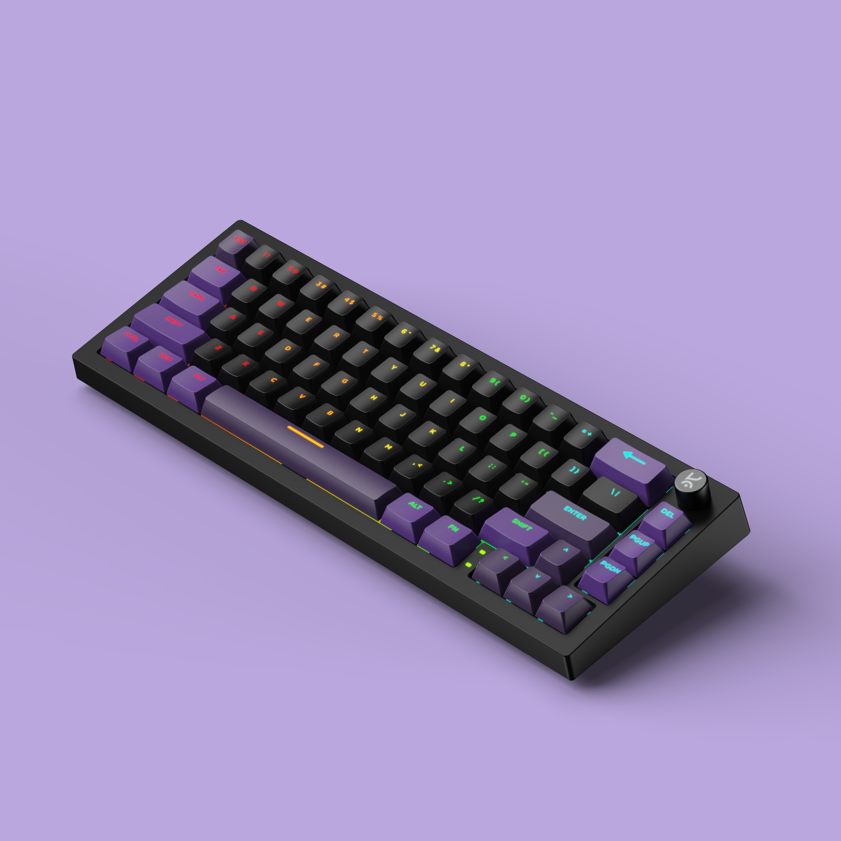 Swarm65 Black Purple Wireless Mechanical Gaming Keyboard