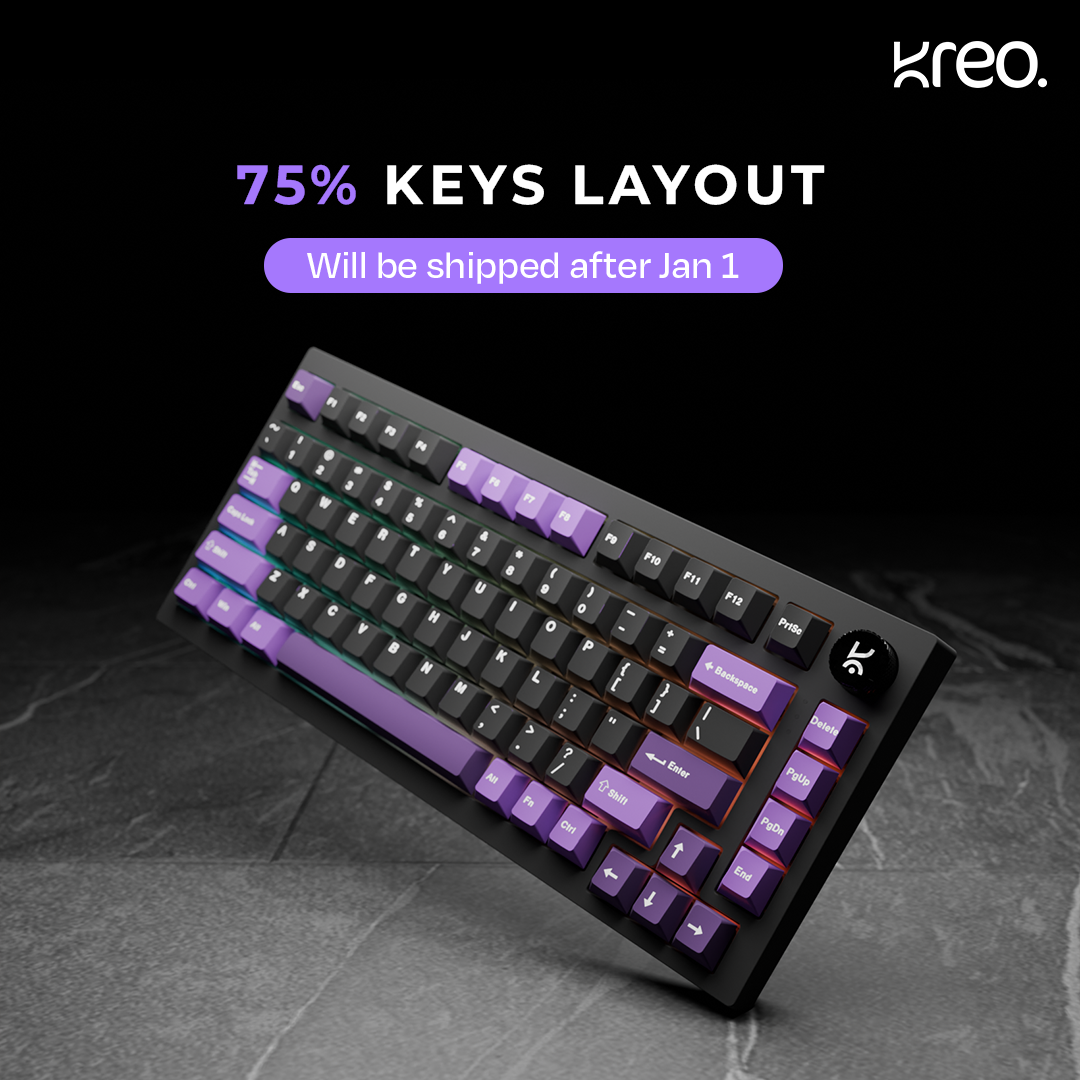 Swarm Black Purple Wireless Gaming Keyboard Kreo