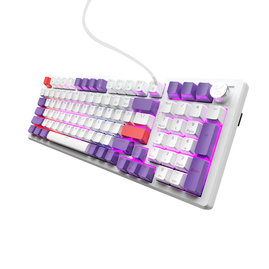 Hive Full-Size White - Purple Wired Gaming Keyboard Kreo