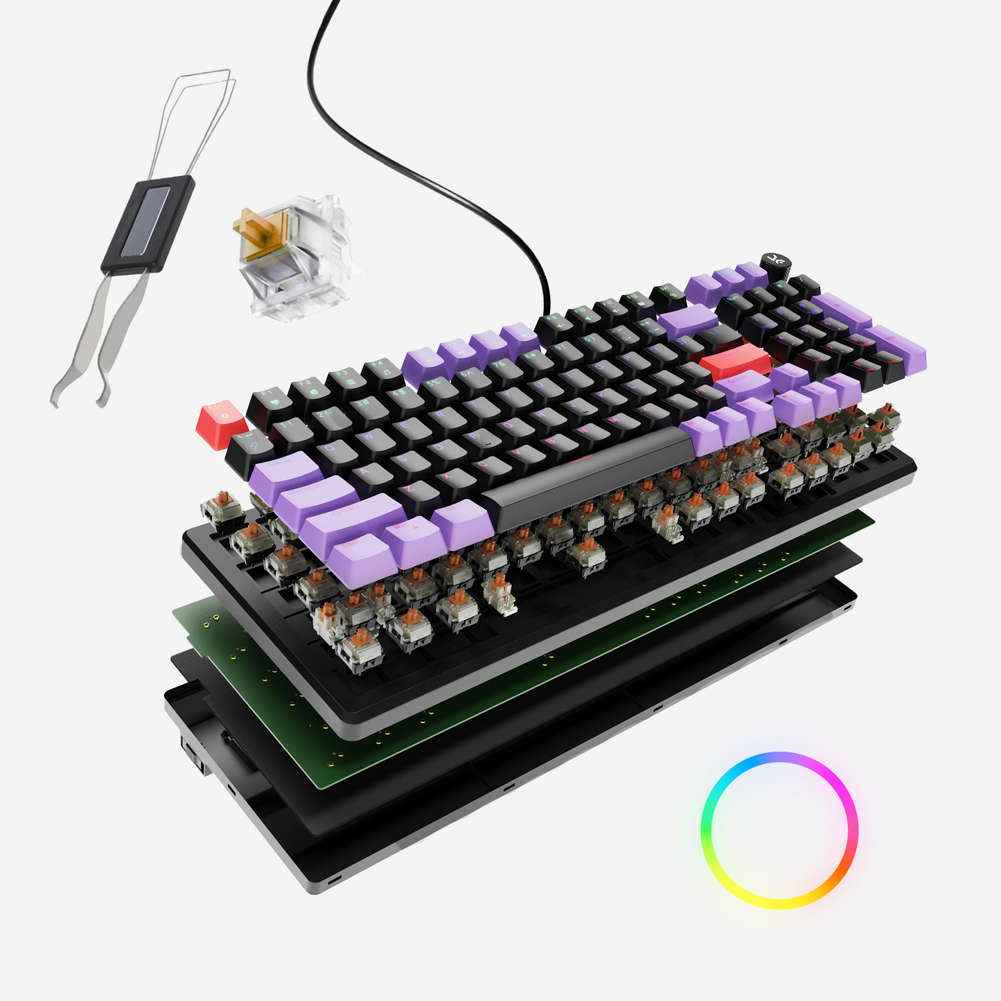 Hive 98 Black - Purple Wired Gaming Keyboard Kreo