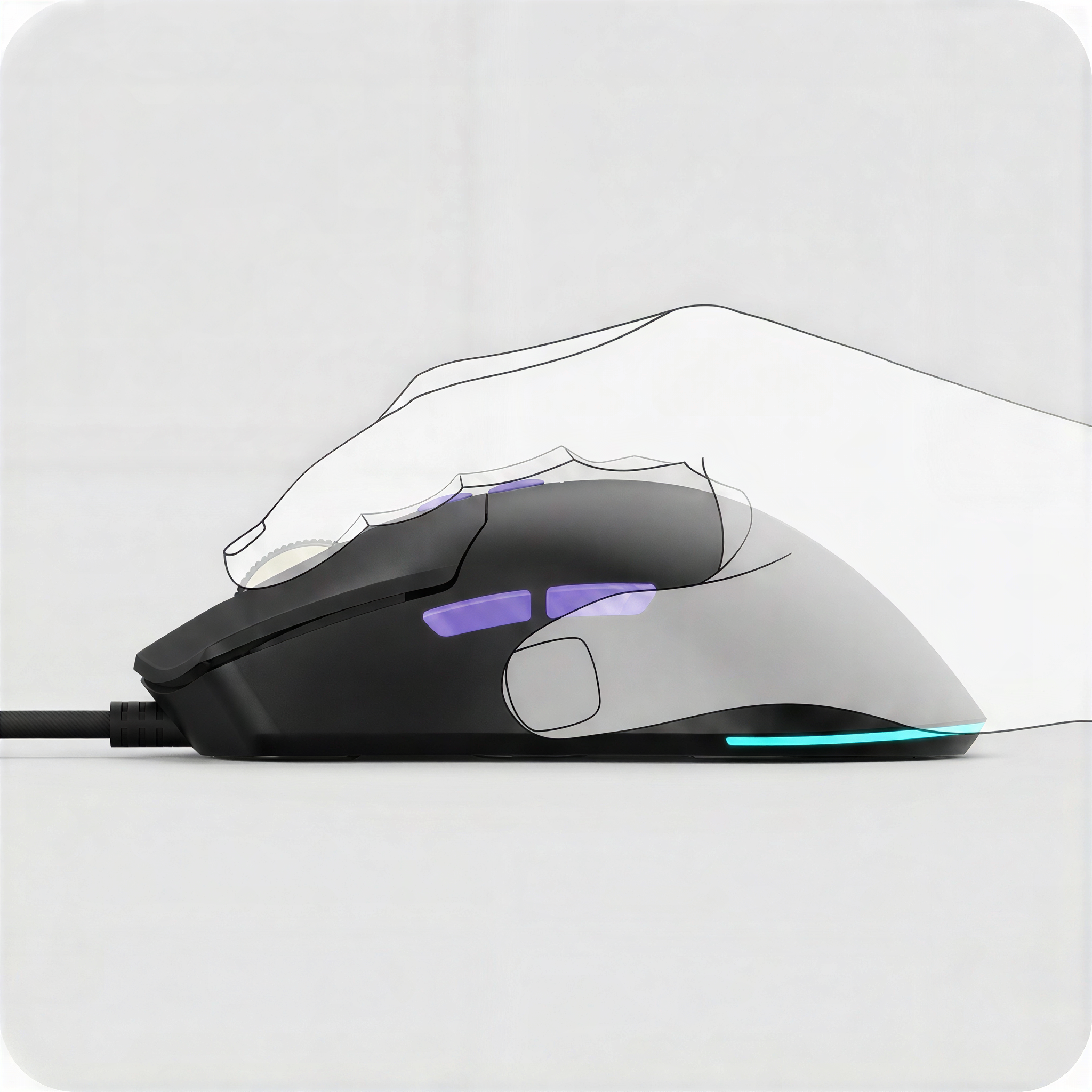 Hand holding Harpy Pro in a palm grip