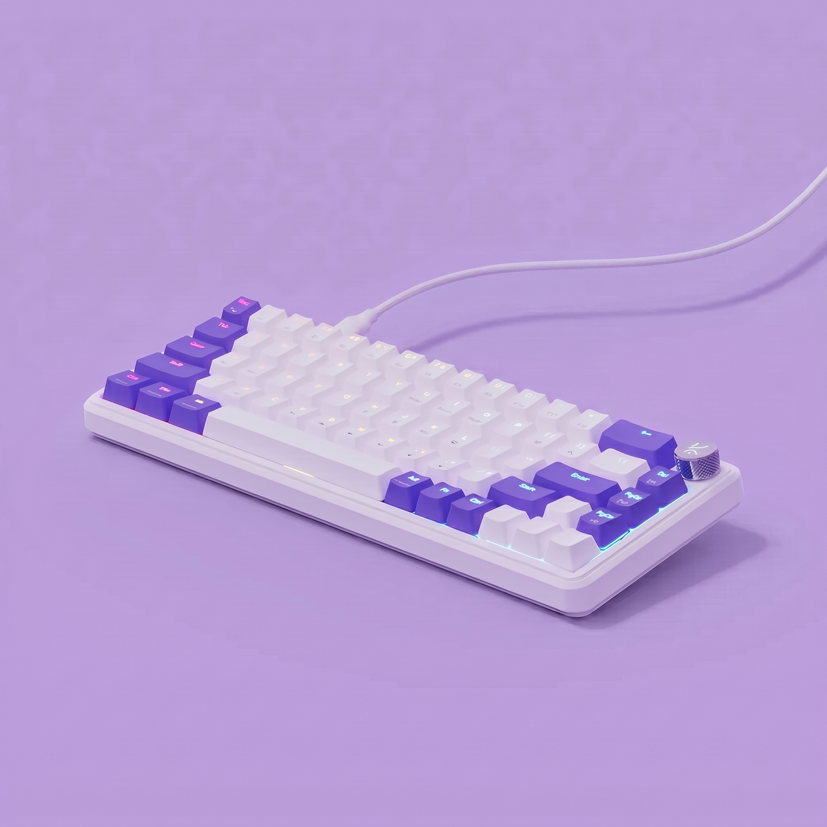 Hive65 White Purple Wired Mechanical Gaming Keyboard – Kreo