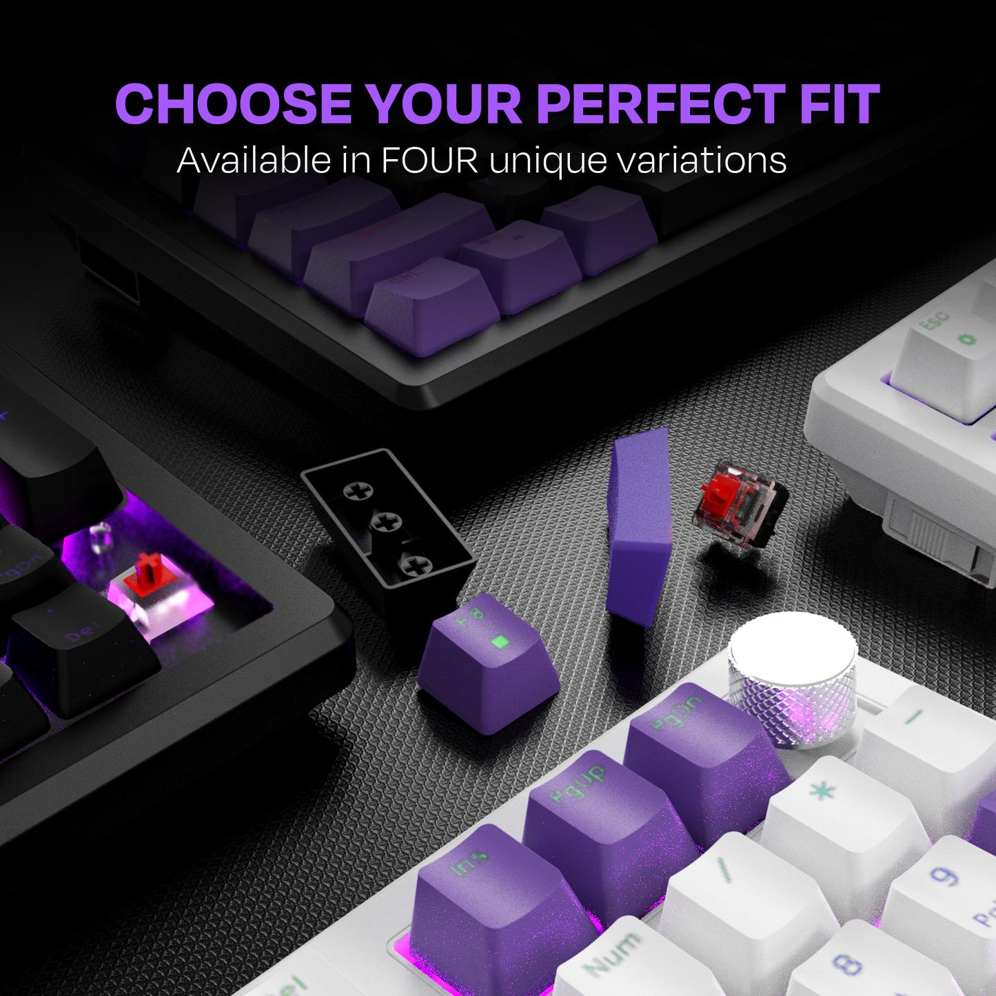 Hive Full-Size White - Purple Wired Gaming Keyboard