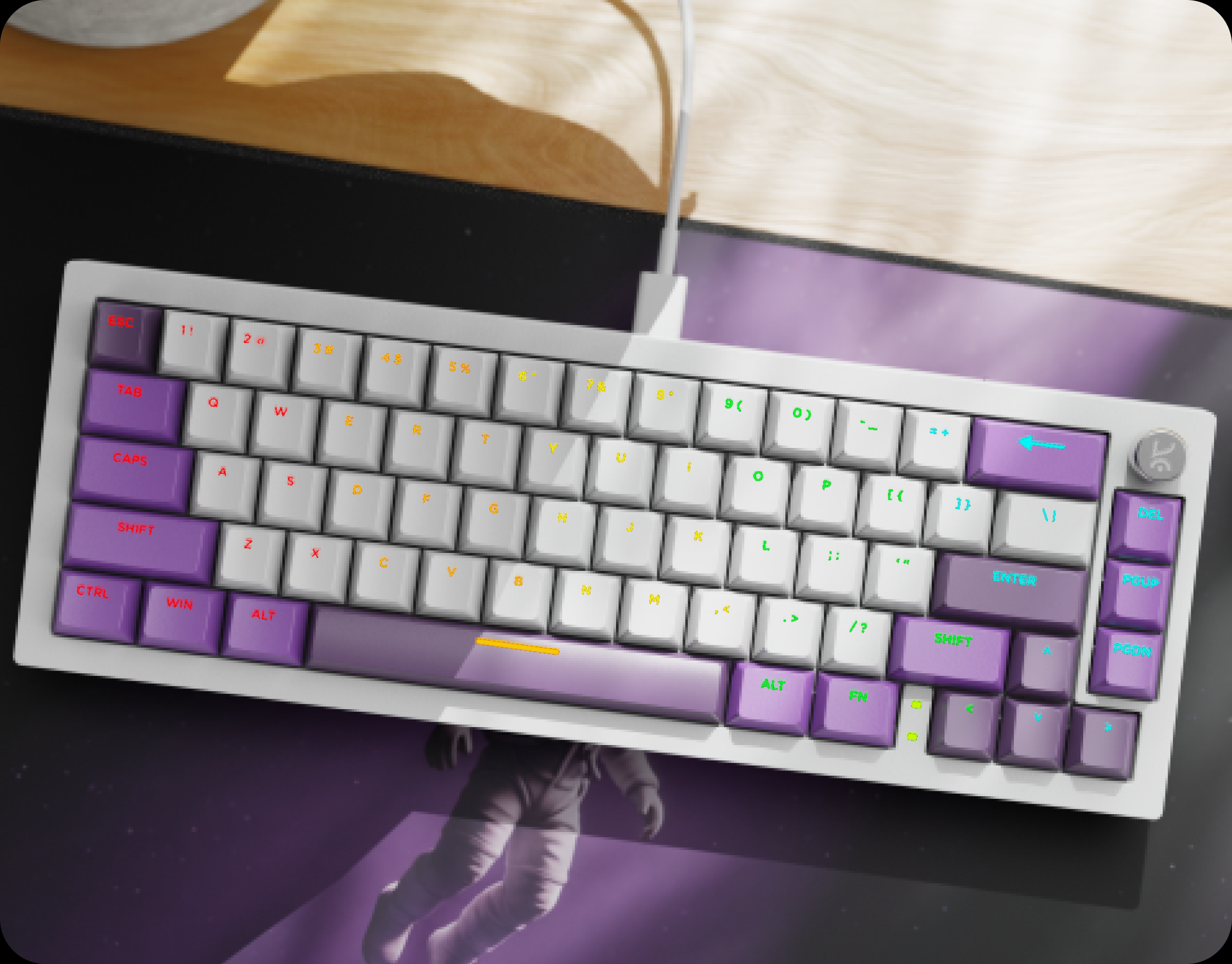 Swarm 65 compact 65% layout keyboard on a desk mat
