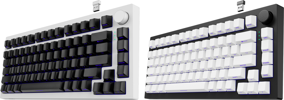 Kreo Swarm 75 Phantom White and Phantom Black keyboards side by side