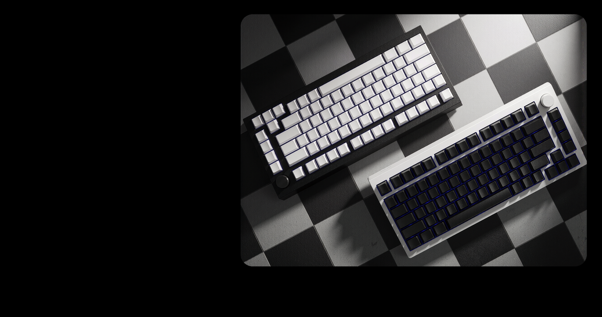 Kreo Swarm 75 Phantom Black and White keyboards showing the 75% compact layout