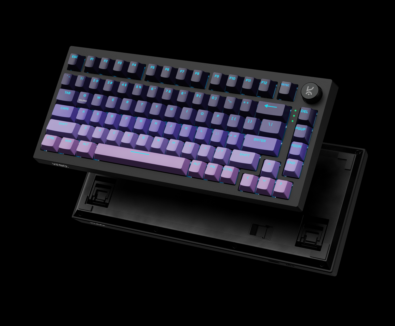Swarm 75 Gradient with per-key RGB lit, lifted above its case