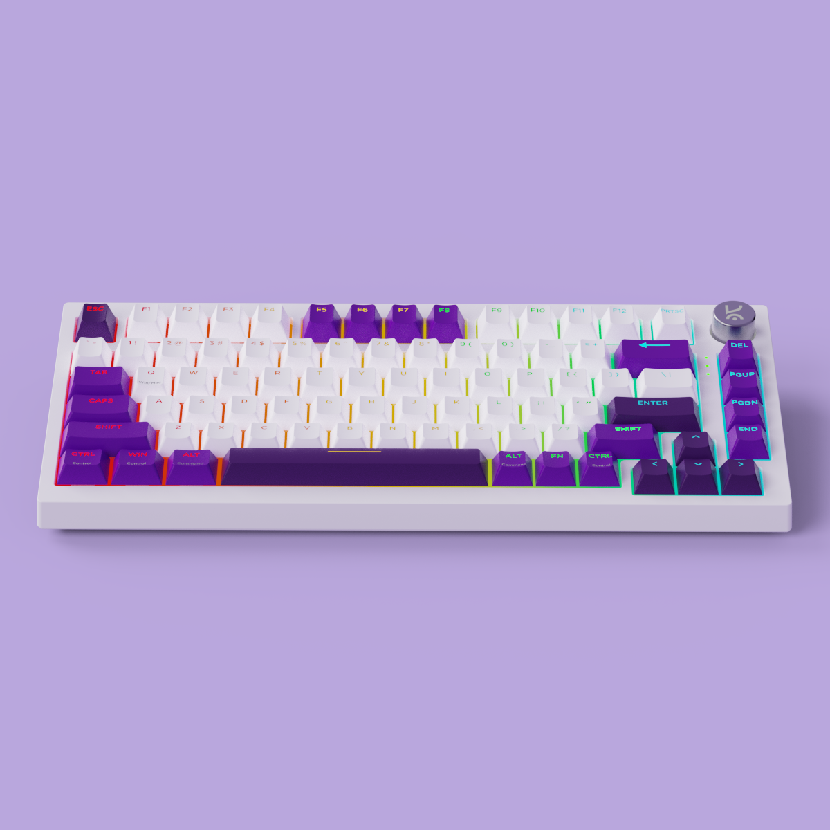 Swarm White Purple Wireless Gaming Keyboard