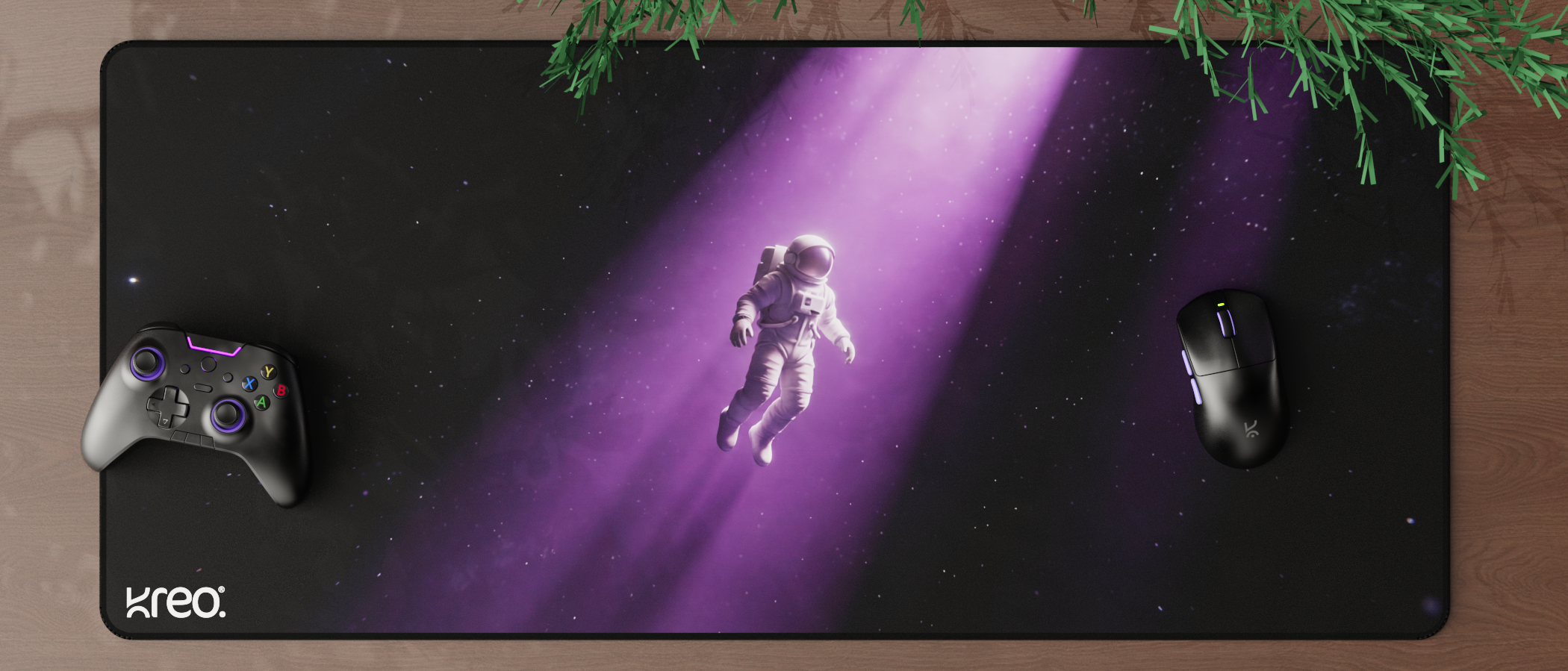 Terra Space Walk deskmat on desk