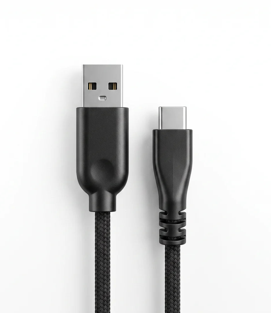 The braided USB-A to USB-C charging cable
